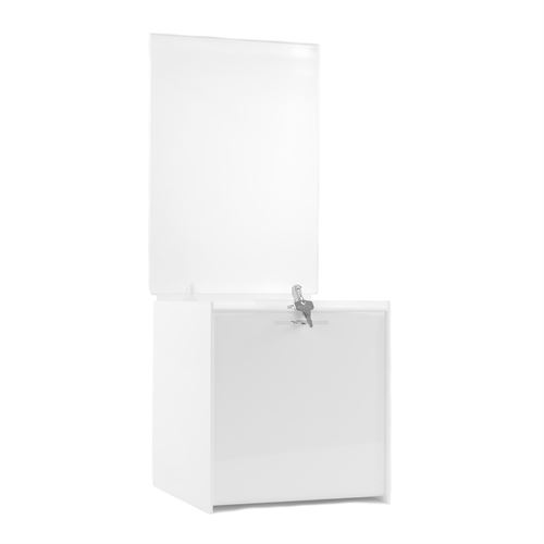 Hvid Akryl Stemmeboks med A4 Infotop - 21x20 cm